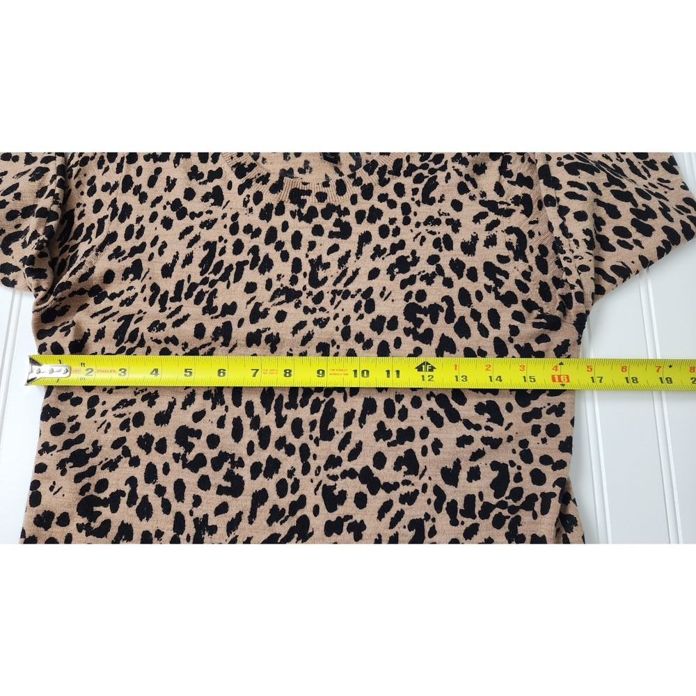 Banana Republic Leopard Print 100% Merino Wool Crewneck Sweater Tan Black Size S - Picture 5 of 9